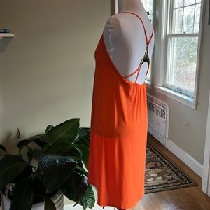 Worn once on vacation Venus, extra small xs orange dress gold accent